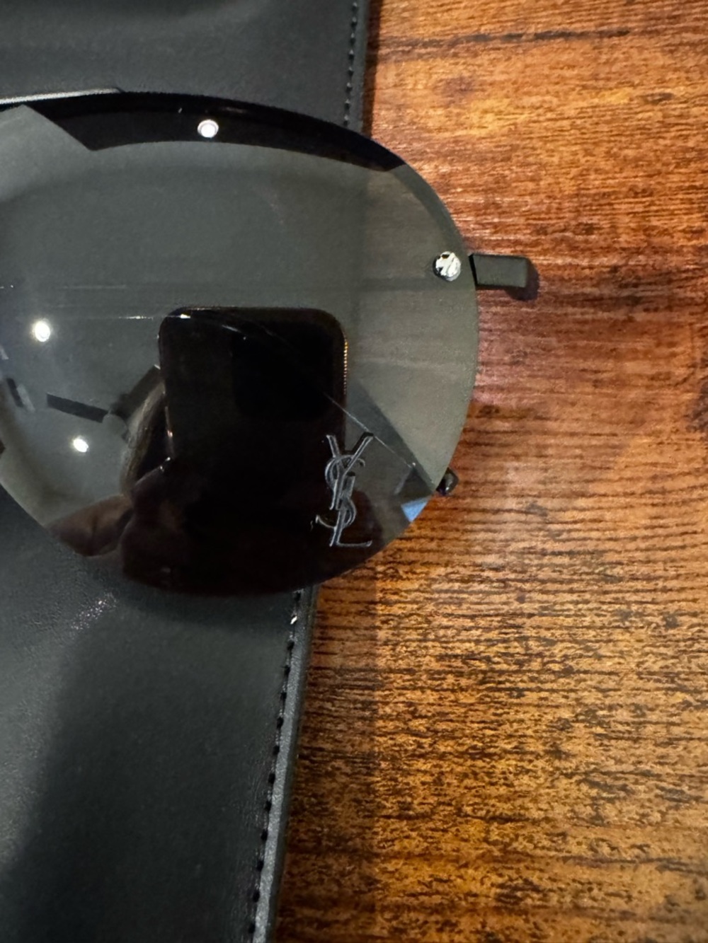 Saint Laurent Rimless Aviator Sunglasses - Black Frame, Brown Lenses - Picture 3 of 5